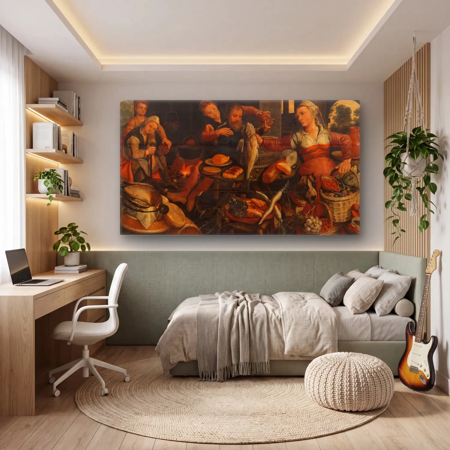 Pieter Aertsen – Kitchen Scene cam tablo — genç odasında