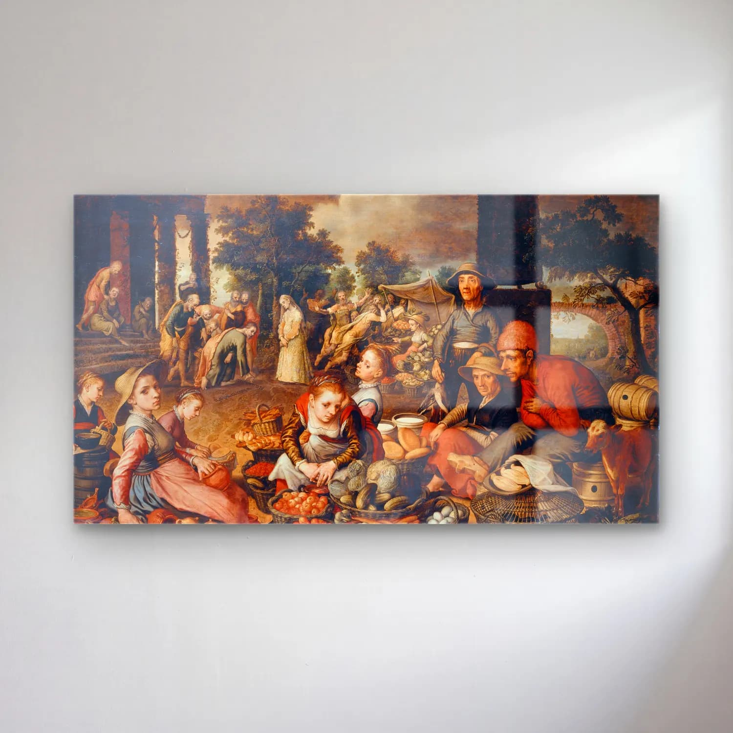 Pieter Aertsen – Market Scene with Christ and the Adulteress cam tablo — Pieter Aertsen – Market Scene with Christ and the Adulteress — yağlı boya çiçek pazarı