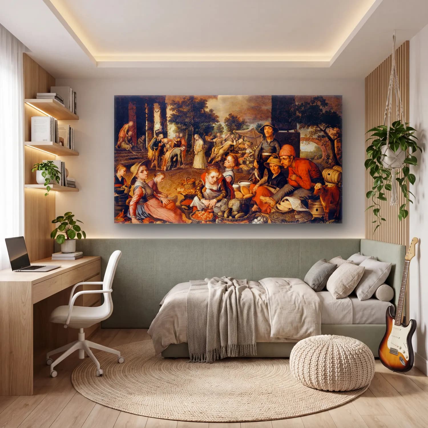 Pieter Aertsen – Market Scene with Christ and the Adulteress cam tablo — genç odasında