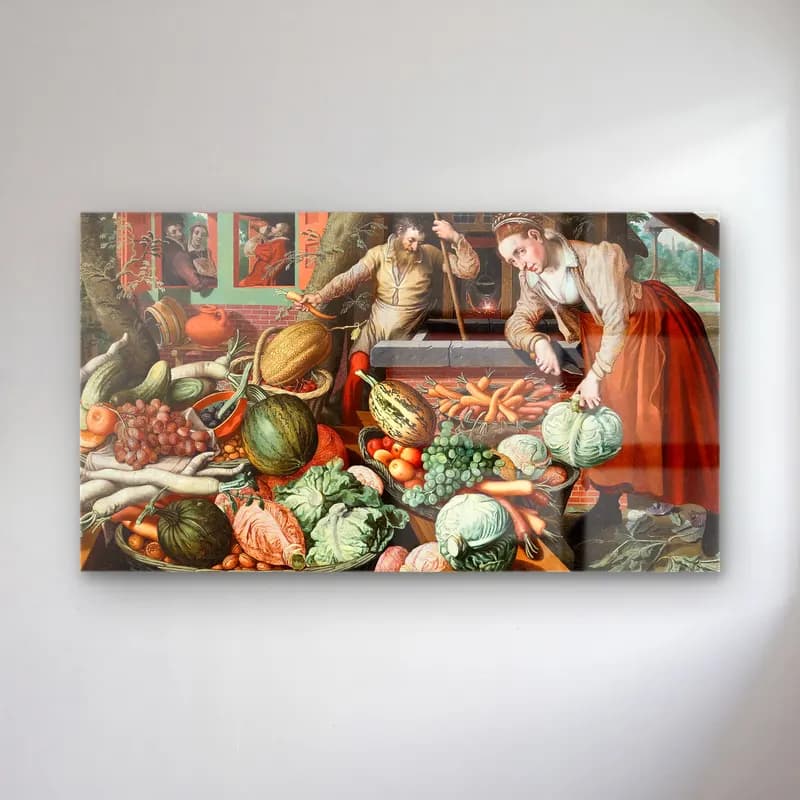 Pieter Aertsen – Market Scene cam tablo — Pieter Aertsen – Market Scene — yağlı boya sebzeler