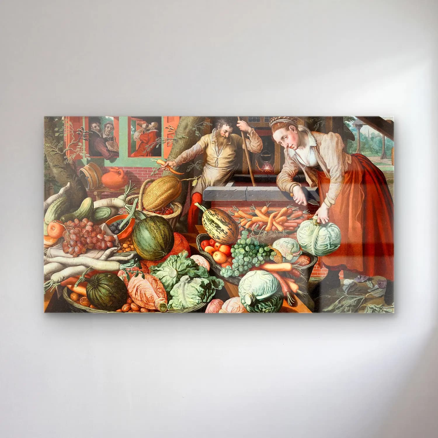 Pieter Aertsen – Market Scene cam tablo — Pieter Aertsen – Market Scene — yağlı boya sebzeler