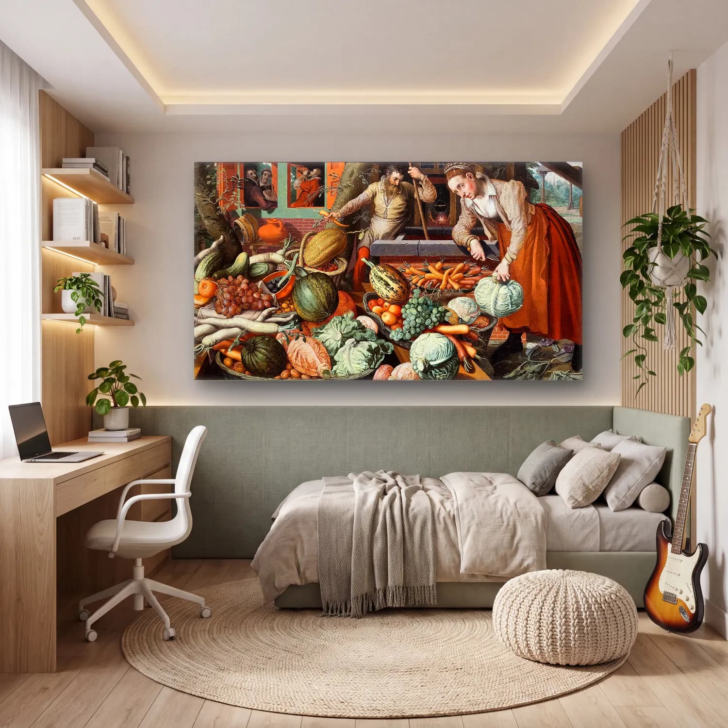 Pieter Aertsen – Market Scene cam tablo — genç odasında