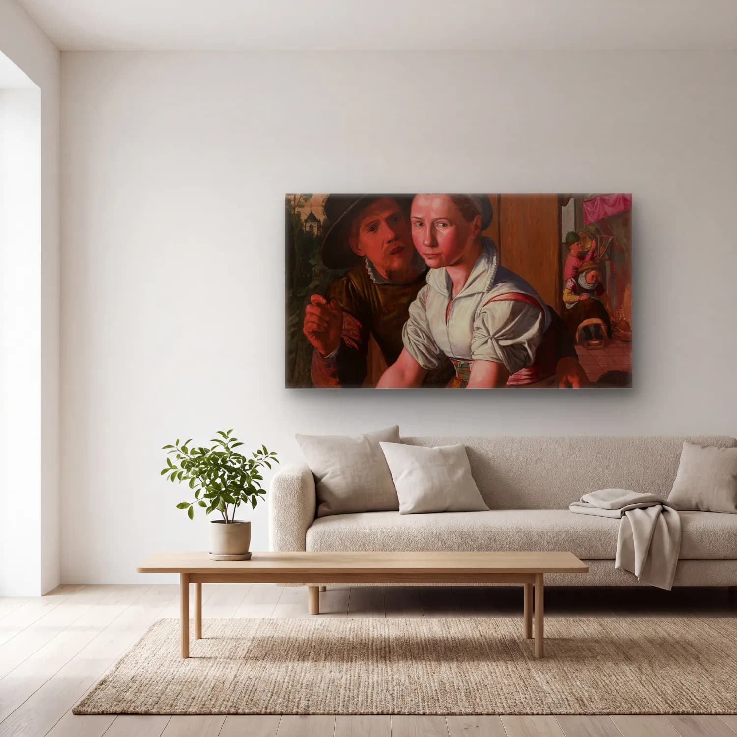 Pieter Aertsen – The Egg Girl cam tablo — açık renk salonda