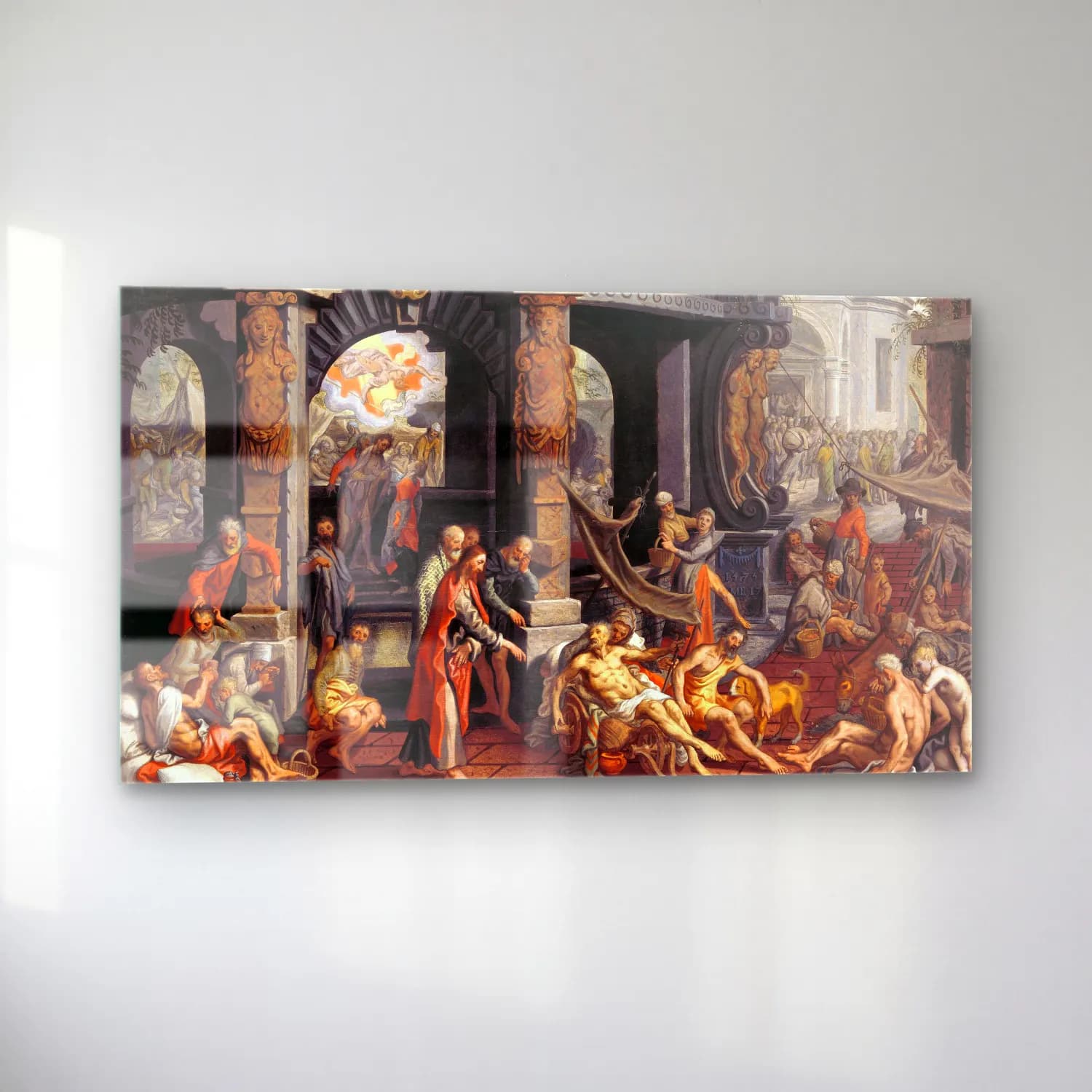 Pieter Aertsen – The Healing of the Paralytic,Pool of Bethesda cam tablo — sol açıdan görünüm