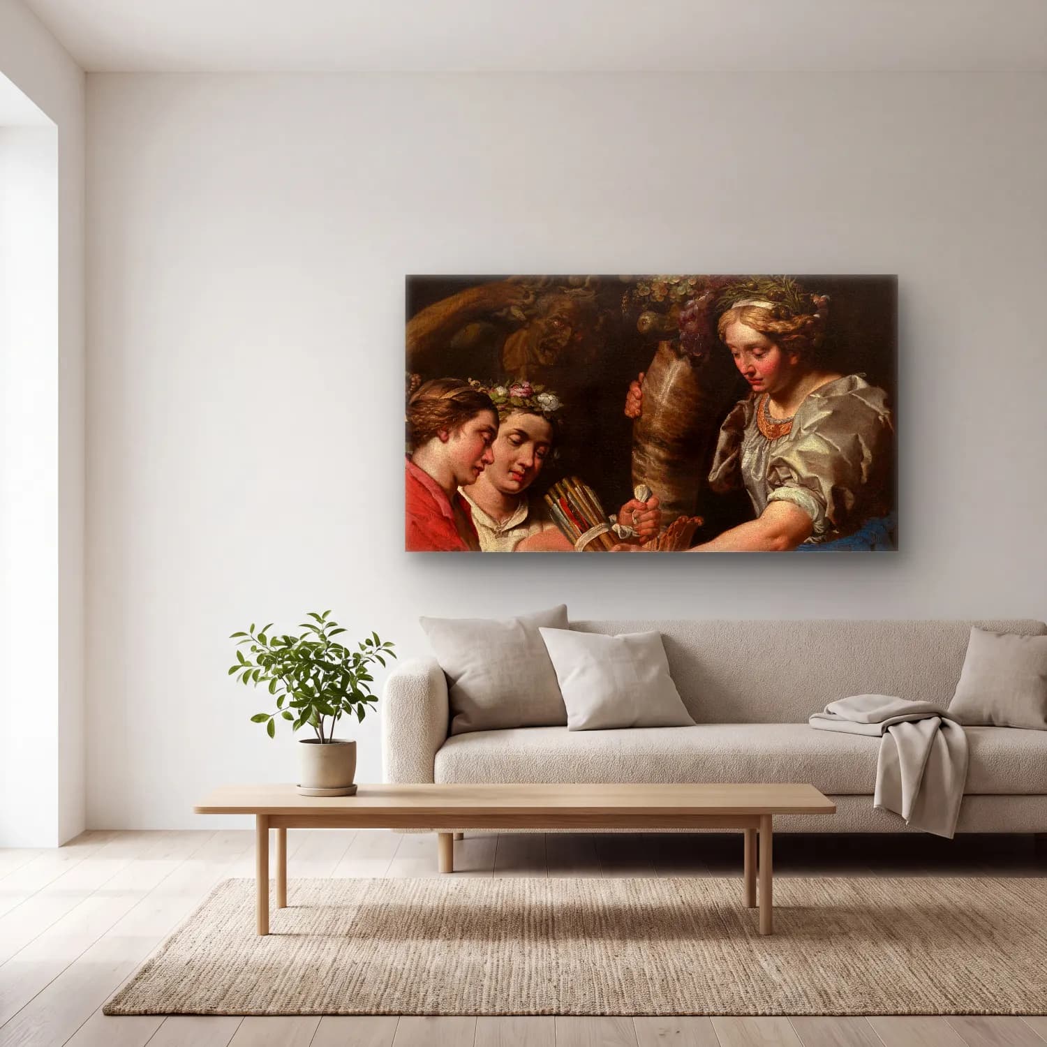 Abraham Janssens – Concord, Charity and Sincerity Conquering Discord cam tablo — açık renk salonda