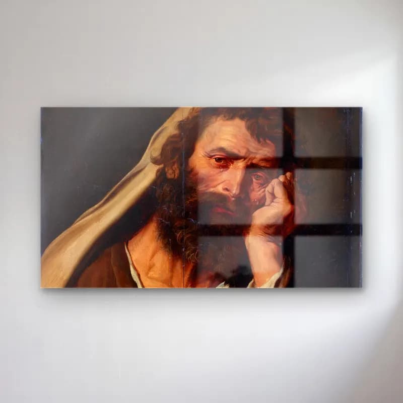 Abraham Janssens – Heraclitus cam tablo — Abraham Janssens – Heraclitus — yağlı boya erkek portresi