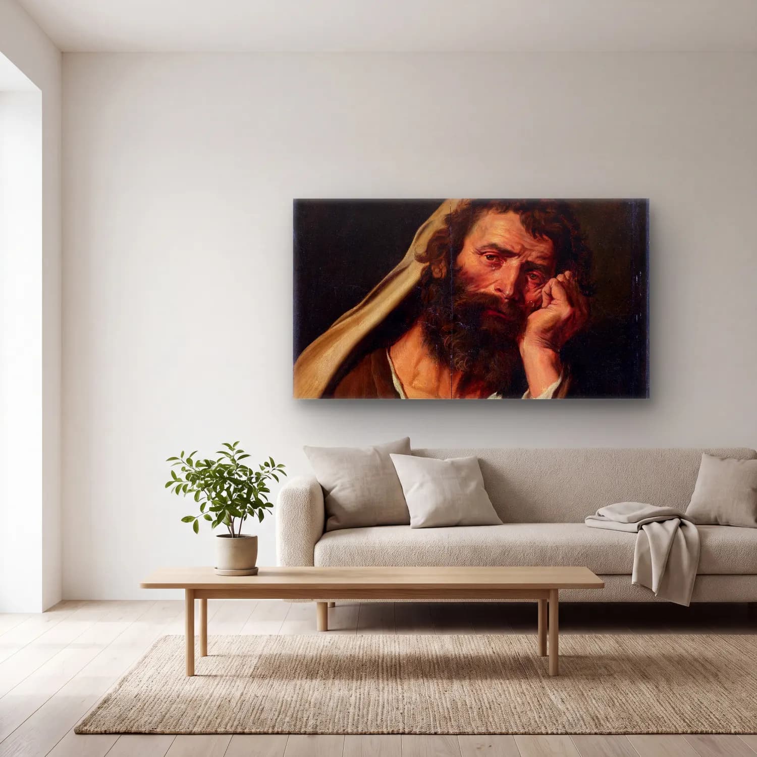 Abraham Janssens – Heraclitus cam tablo — açık renk salonda