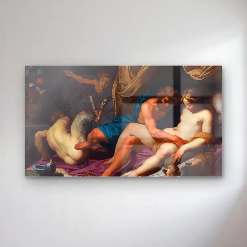 Abraham Janssens – Hercules Kicking Faunus out of Omfale’s Bed cam tablo — Abraham Janssens – Hercules Kicking Faunus out of Omfale’s Bed — yağlı boya mitolojik sahne