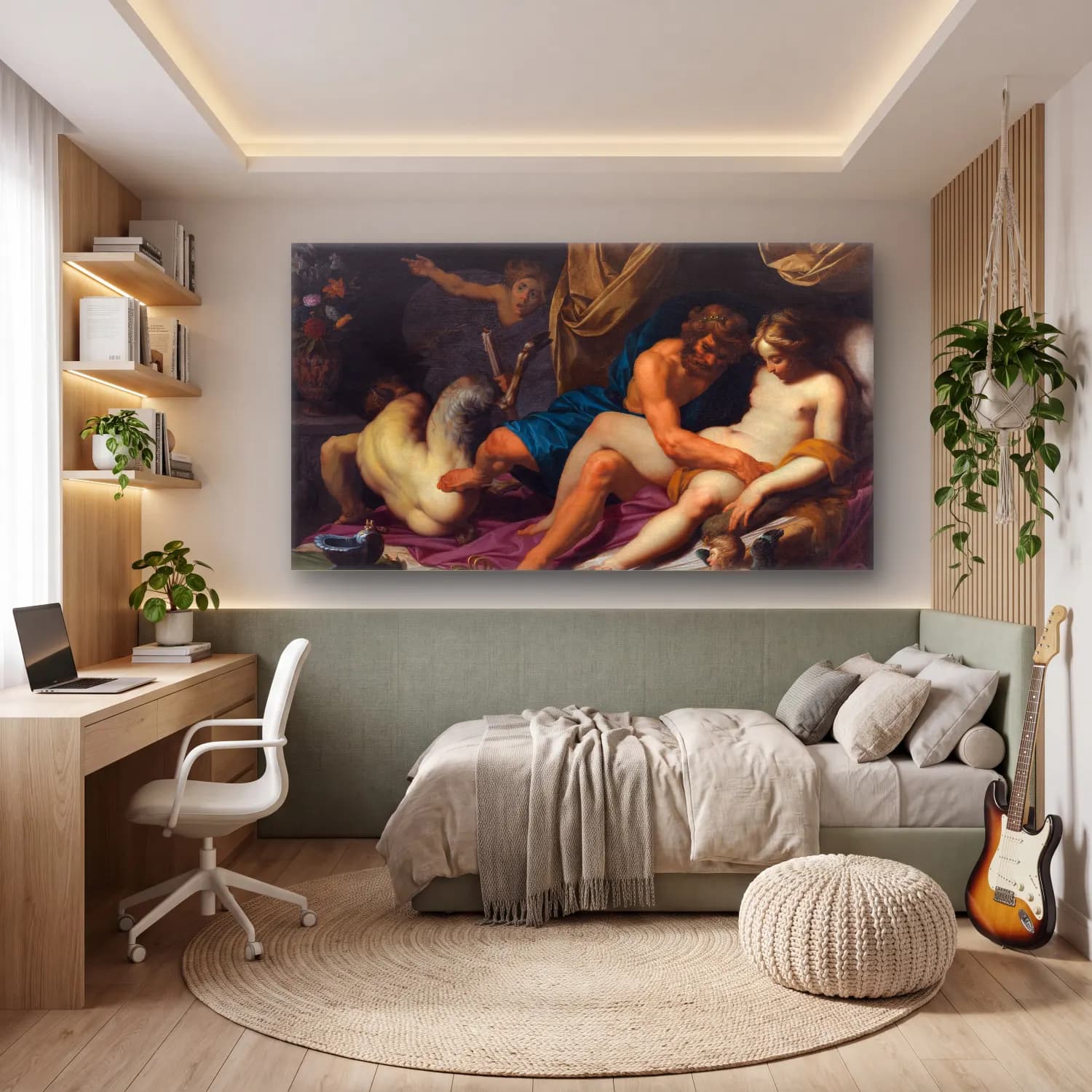 Abraham Janssens – Hercules Kicking Faunus out of Omfale’s Bed cam tablo — genç odasında
