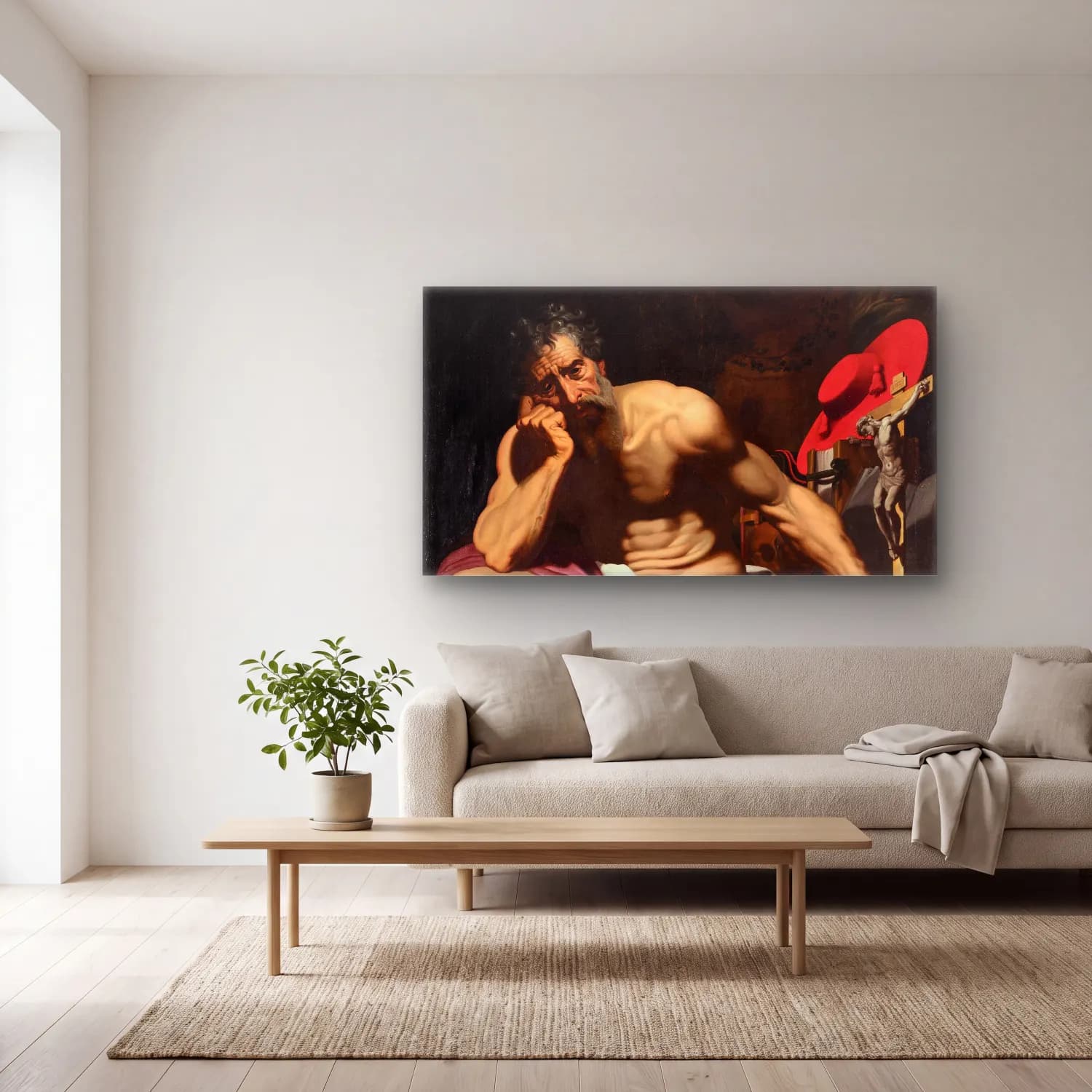 Abraham Janssens – St Jerome cam tablo — açık renk salonda