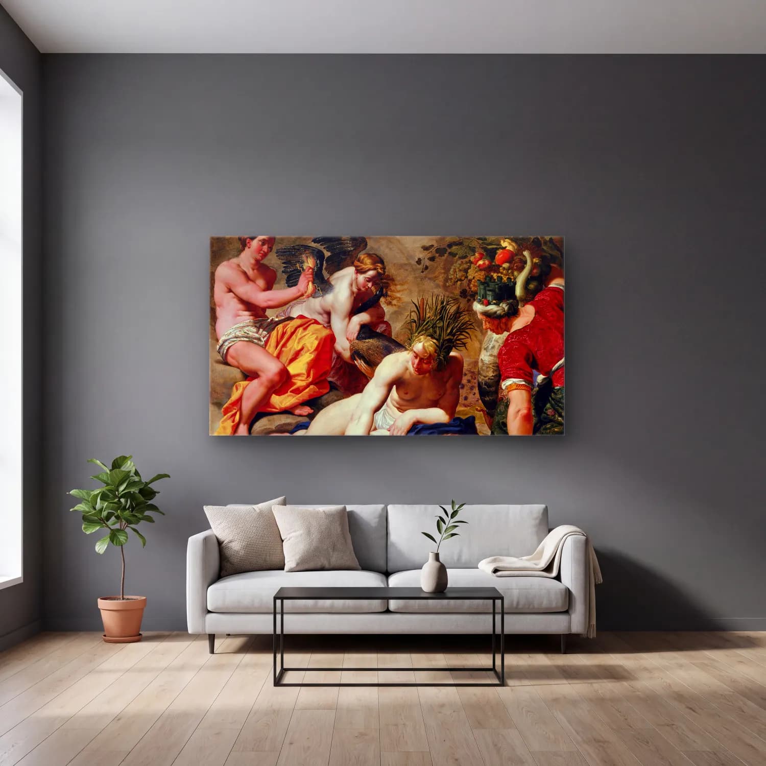 Abraham Janssens – The Four Elements cam tablo — gri duvarlı salonda