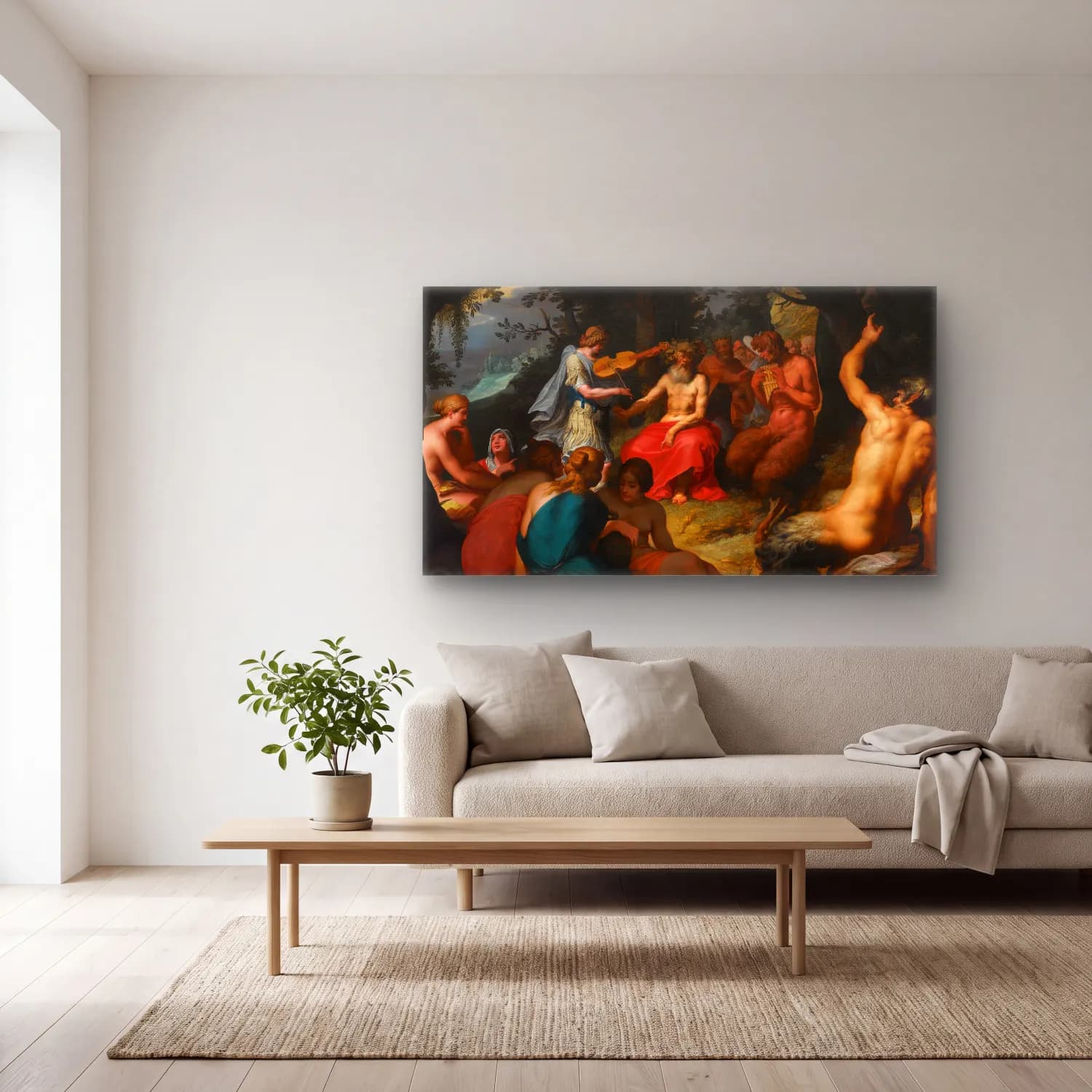 Abraham Janssens – The Judgement Of Midas cam tablo — açık renk salonda