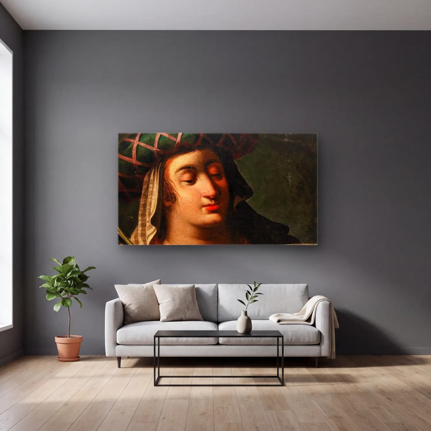 Abraham Janssens – The Tiburtine Sibyl cam tablo — gri duvarlı salonda