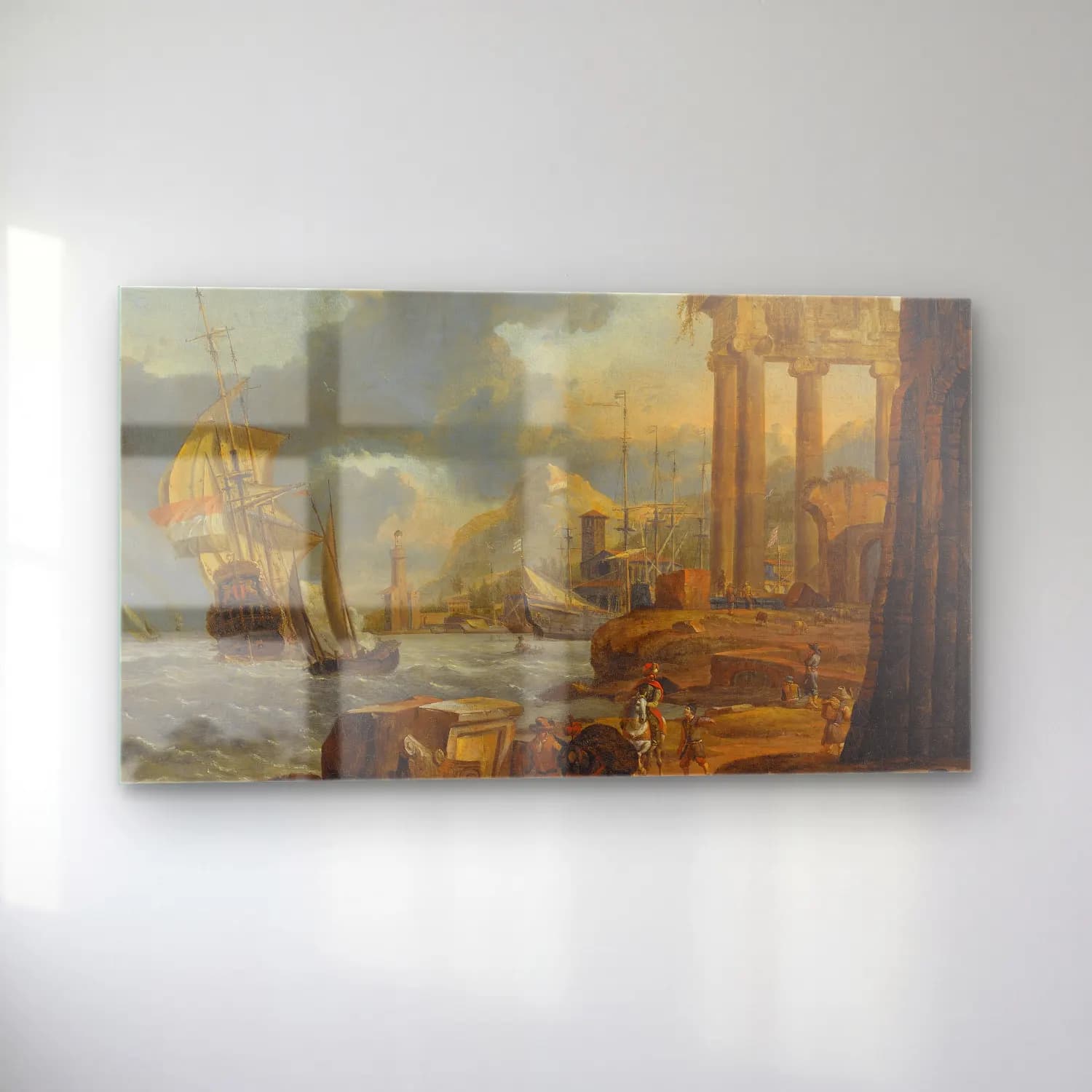 Abraham Storck – A Mediterranean Harbour Scene With Travellers On The Shore,… cam tablo — sol açıdan görünüm