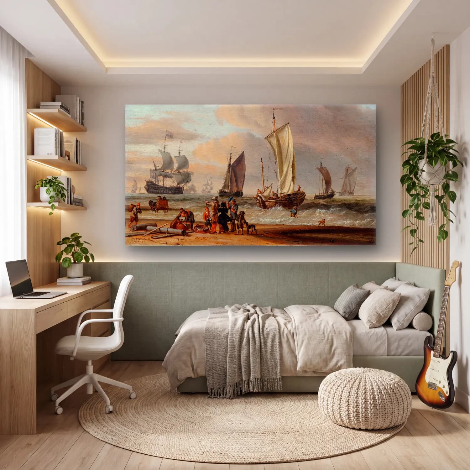 Abraham Storck – Beach View cam tablo — genç odasında