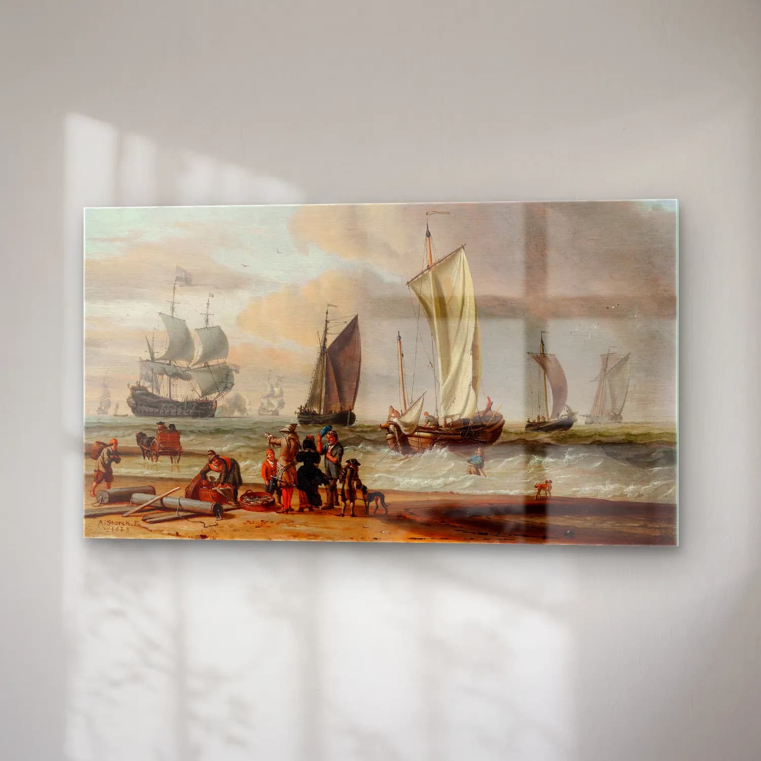 Abraham Storck – Beach View cam tablo — sağ açıdan görünüm