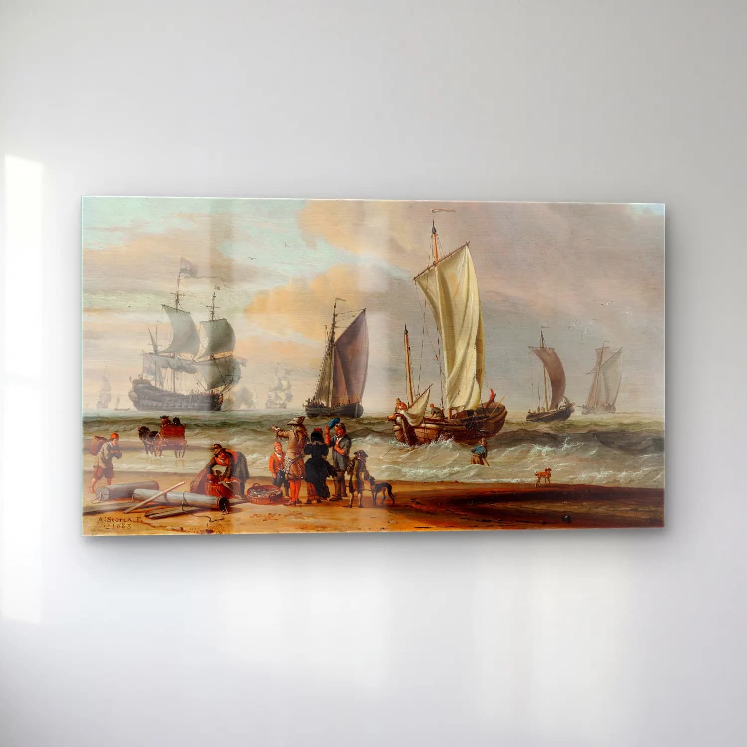 Abraham Storck – Beach View cam tablo — sol açıdan görünüm