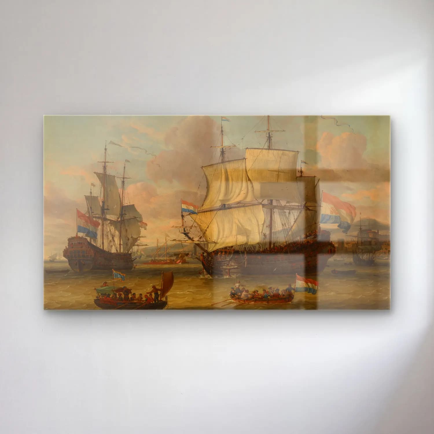 Abraham Storck – Dutch street sailors at a harbor on the Mediterranean cam tablo — Abraham Storck – Dutch street sailors at a harbor on the Mediterranean — yağlı boya yelkenliler