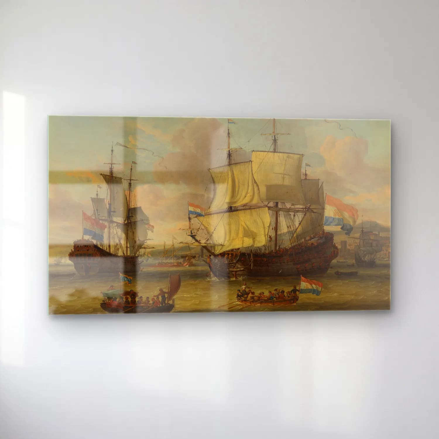Abraham Storck – Dutch street sailors at a harbor on the Mediterranean cam tablo — sol açıdan görünüm