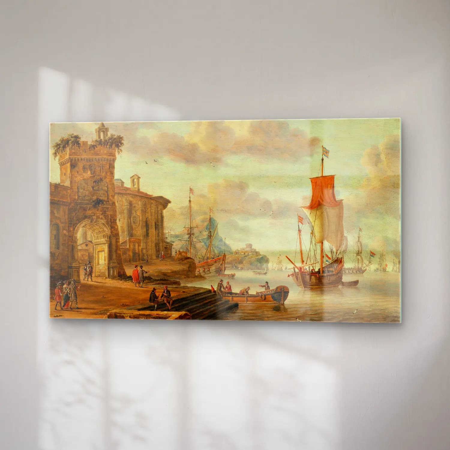 Abraham Storck – Harbour scene with ancient ruins cam tablo — sağ açıdan görünüm