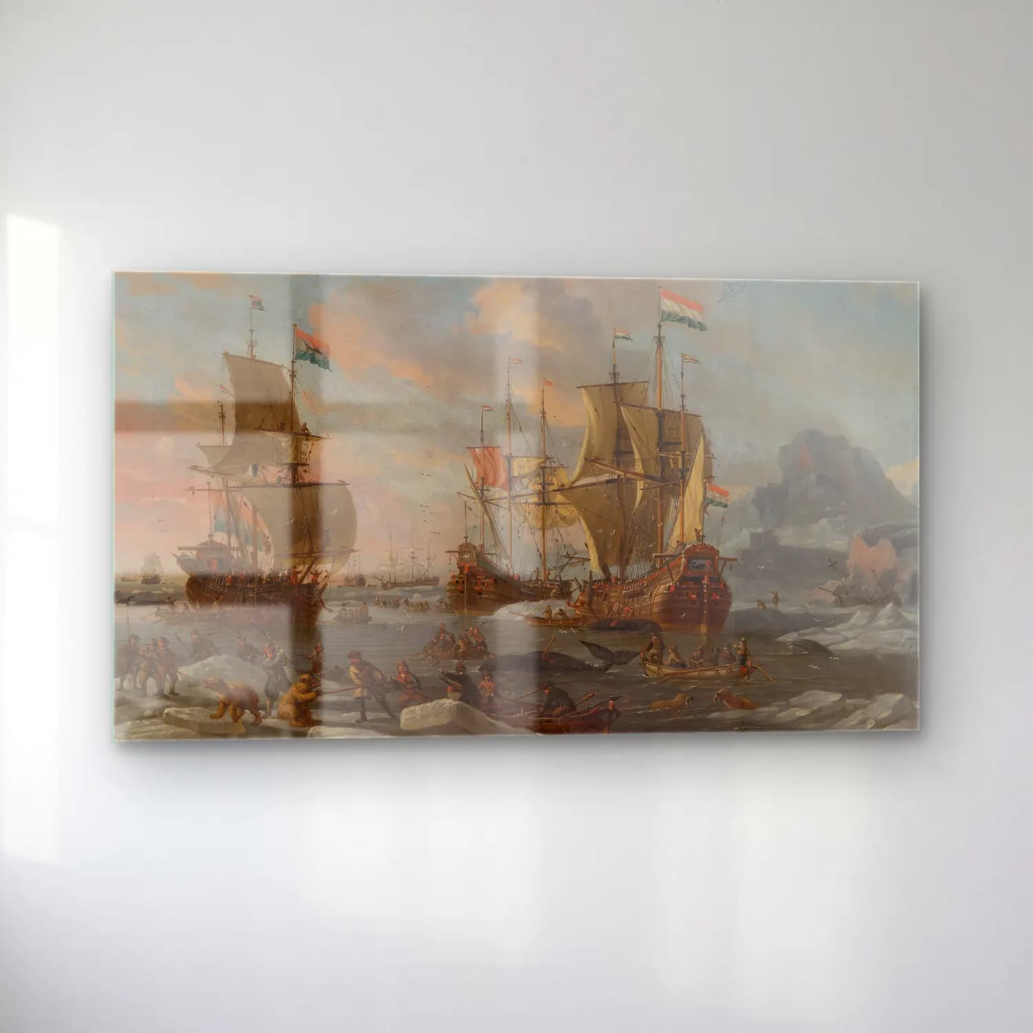 Abraham Storck – The Dutch Whaling Fleet cam tablo — sol açıdan görünüm