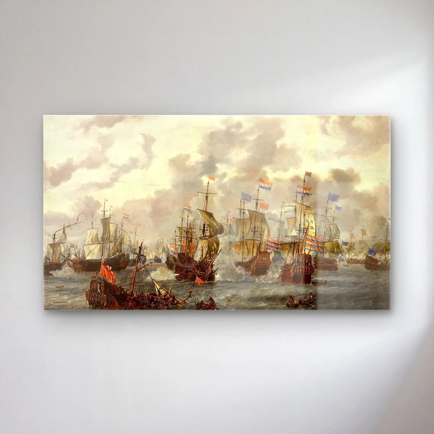 Abraham Storck – The Four Days’ Battle cam tablo — Abraham Storck – The Four Days’ Battle — yağlı boya savaş sahnesi