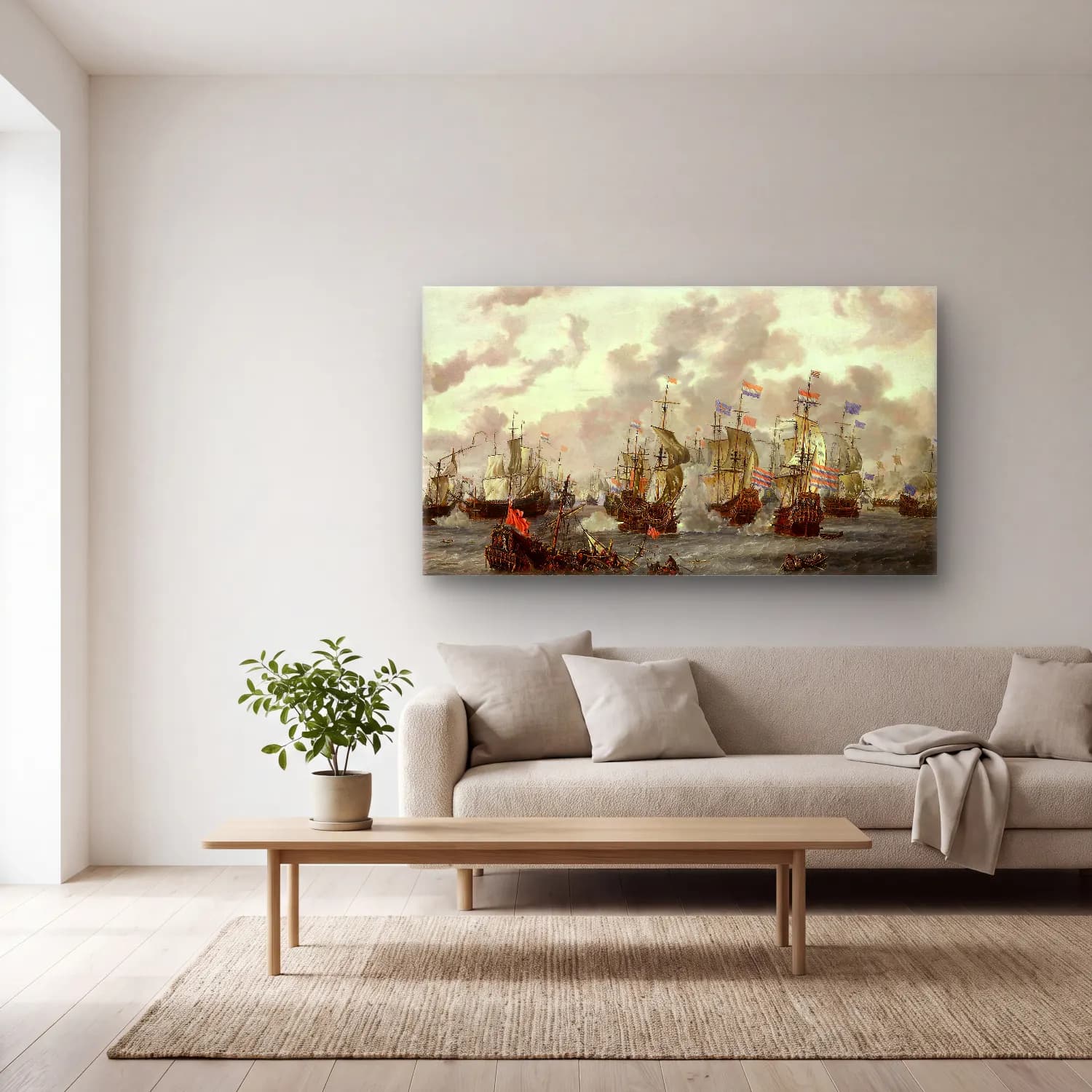 Abraham Storck – The Four Days’ Battle cam tablo — açık renk salonda
