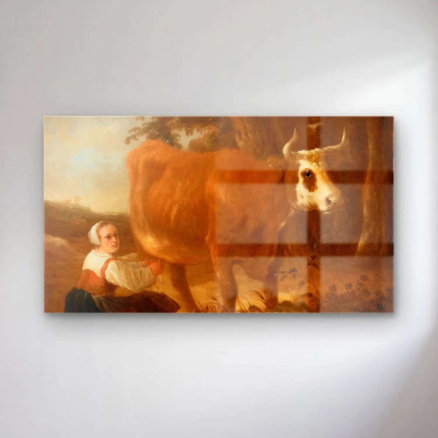 Aelbert Cuyp – A Milkmaid With A Cow cam tablo — Aelbert Cuyp – A Milkmaid With A Cow — yağlı boya i̇nek