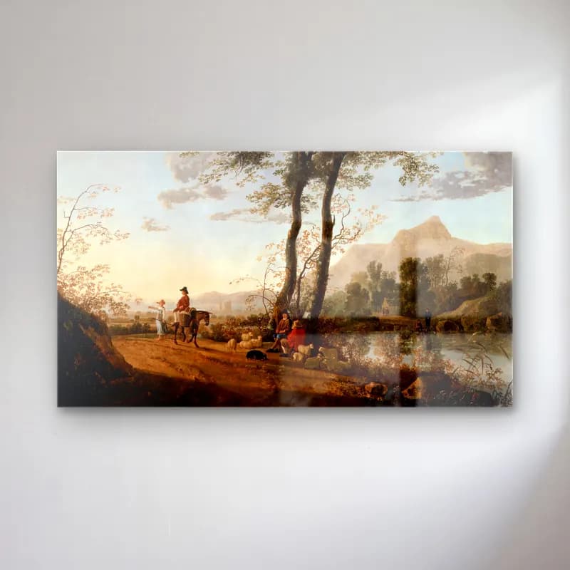 Aelbert Cuyp – A Road near a River cam tablo — Aelbert Cuyp – A Road near a River — yağlı boya kırda nehir