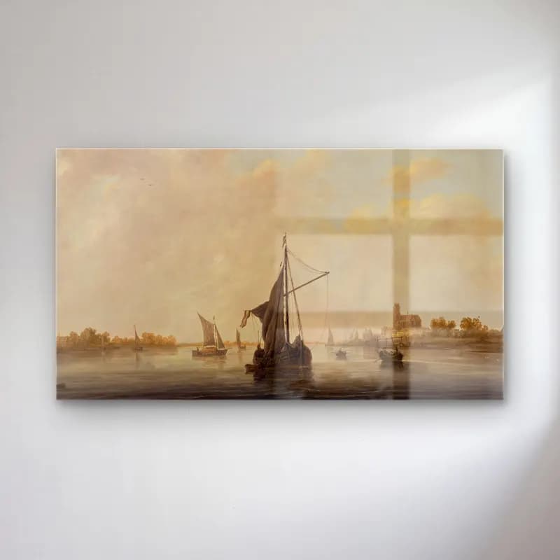 Aelbert Cuyp – A View of the Maas at Dordrecht cam tablo — Aelbert Cuyp – A View of the Maas at Dordrecht — yağlı boya liman ve tekneler