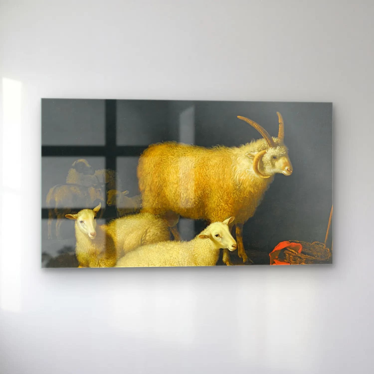 Aelbert Cuyp – A barn interior with a four-horned ram and four ewes, and a… cam tablo — sol açıdan görünüm