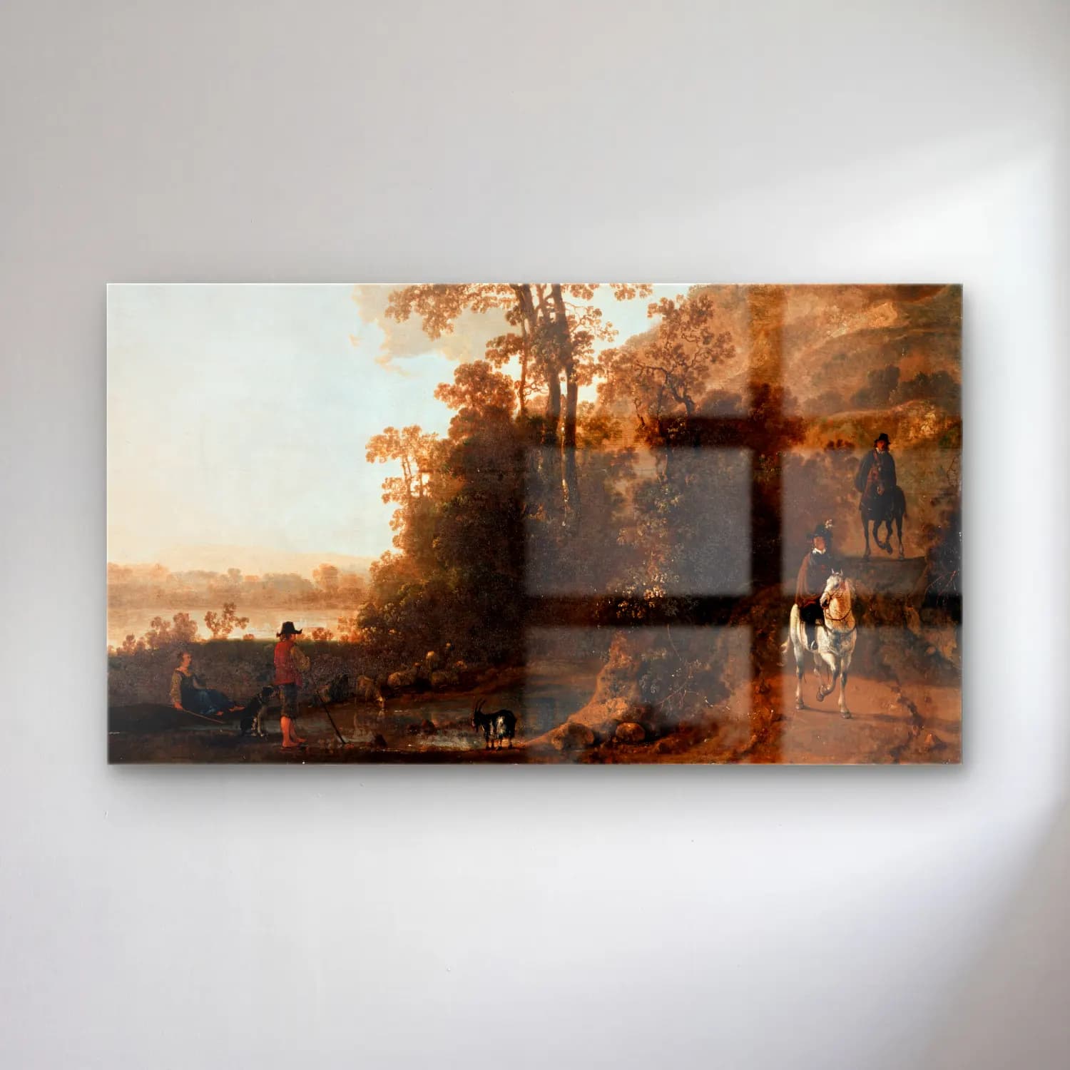 Aelbert Cuyp – An Evening Ride near a River cam tablo — Aelbert Cuyp – An Evening Ride near a River — yağlı boya kırda nehir