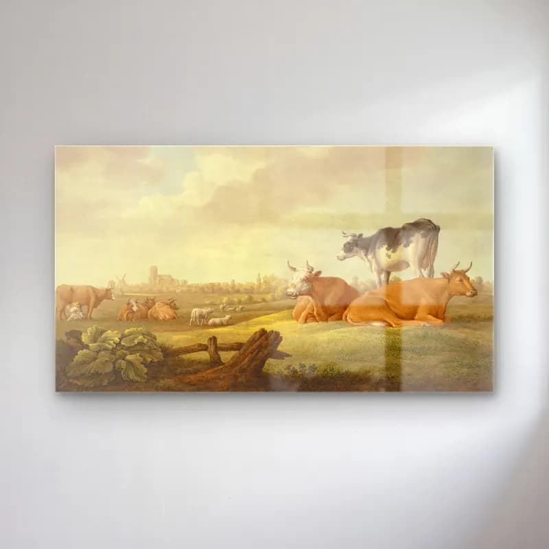 Aelbert Cuyp – Auf einer Wiese Kühe und Schafe, in der Ferne eine Stadt,… cam tablo — Aelbert Cuyp – Auf einer Wiese Kühe und Schafe, in der Ferne eine Stadt,… — vintage i̇nek