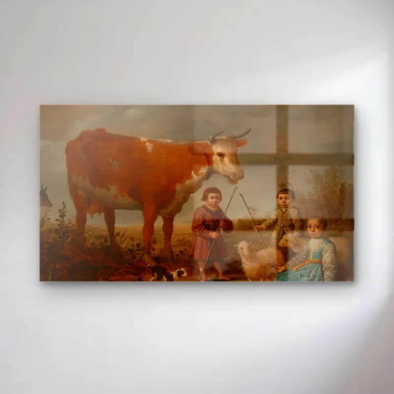 Aelbert Cuyp – Children and a Cow cam tablo — Aelbert Cuyp – Children and a Cow — yağlı boya i̇nek
