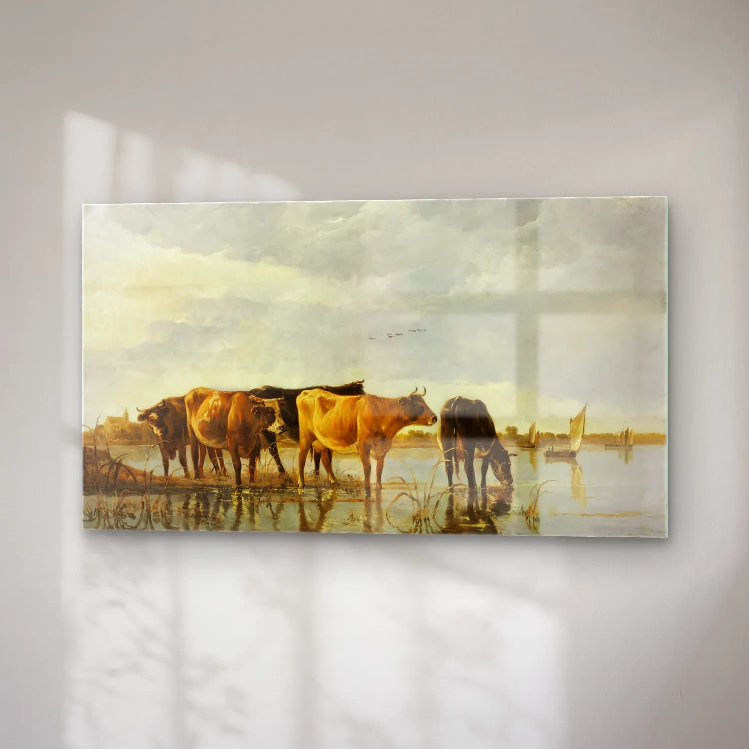 Aelbert Cuyp – Cows in a River cam tablo — sağ açıdan görünüm