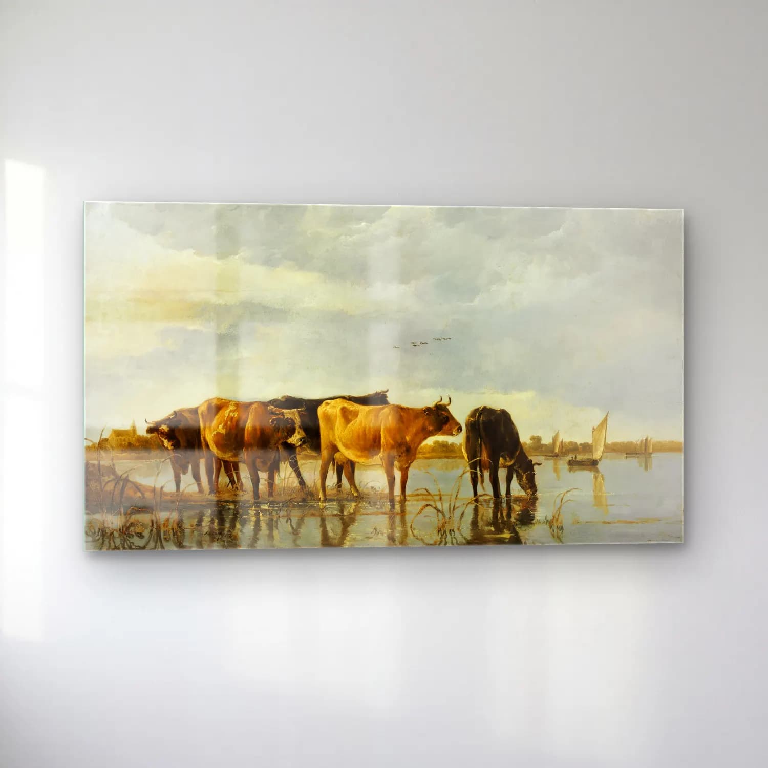 Aelbert Cuyp – Cows in a River cam tablo — sol açıdan görünüm