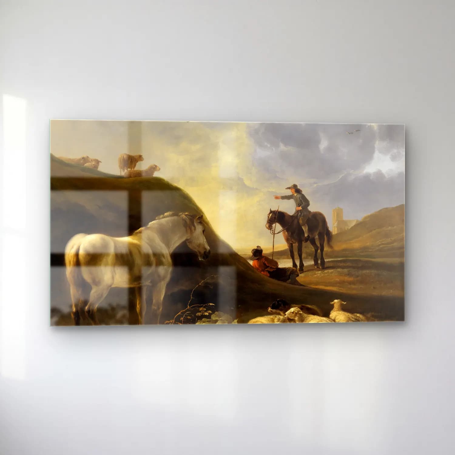 Aelbert Cuyp – Dünenlandschaft mit Grauschimmel (ca 1650) cam tablo — sol açıdan görünüm