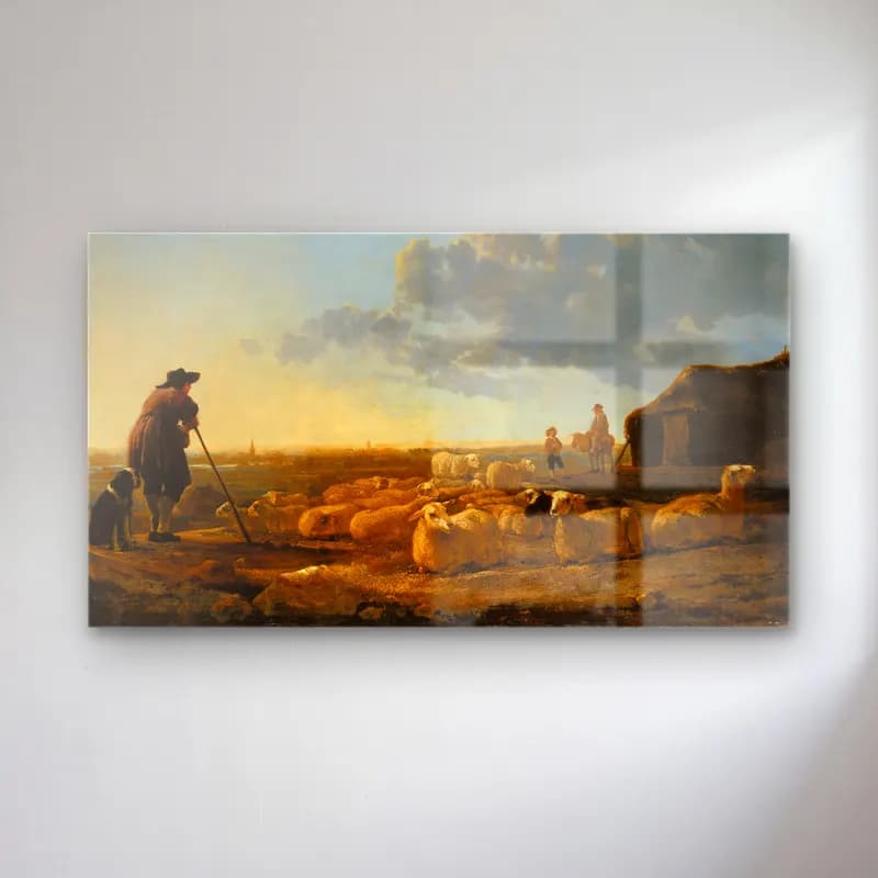 Aelbert Cuyp – Herd of Sheep at Pasture (ca. 1645 – 1655) cam tablo — Aelbert Cuyp – Herd of Sheep at Pasture (ca. 1645 – 1655) — yağlı boya koyun