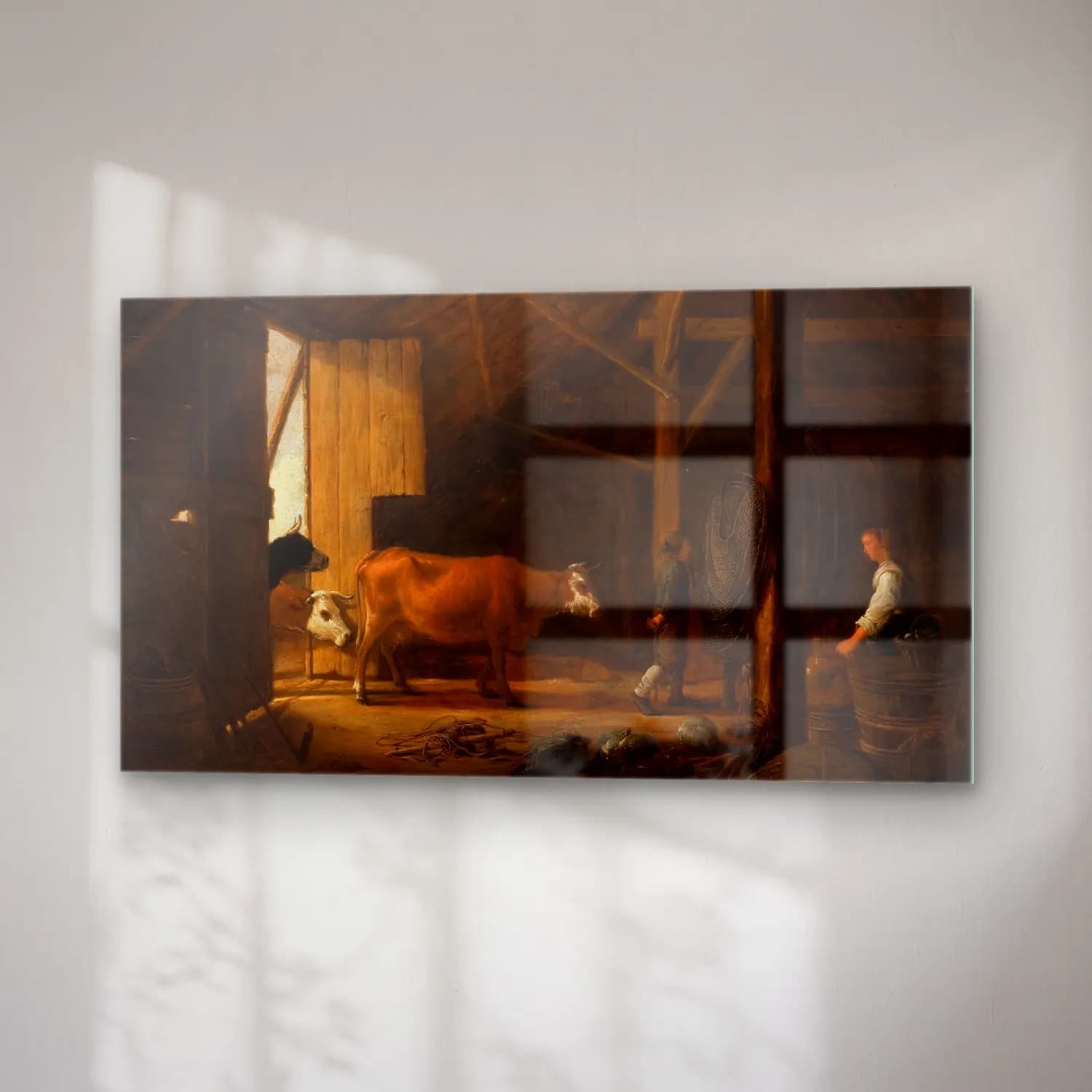 Aelbert Cuyp – Interior of a Cowshed cam tablo — sağ açıdan görünüm