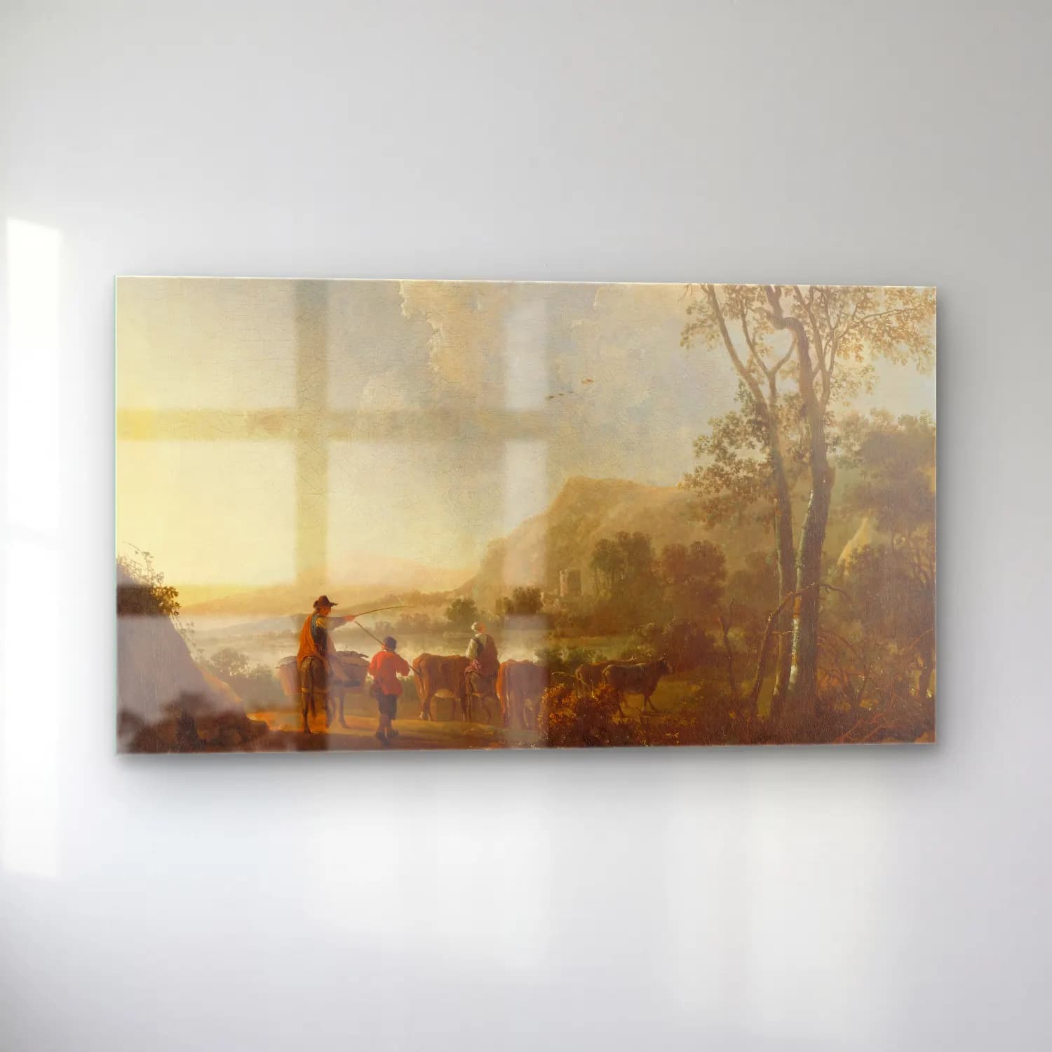 Aelbert Cuyp – Landscape with Herdsmen and Cattle cam tablo — sol açıdan görünüm