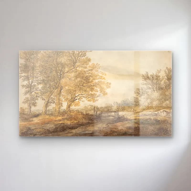 Aelbert Cuyp – Landscape with Trees cam tablo — Aelbert Cuyp – Landscape with Trees — suluboya kırda nehir