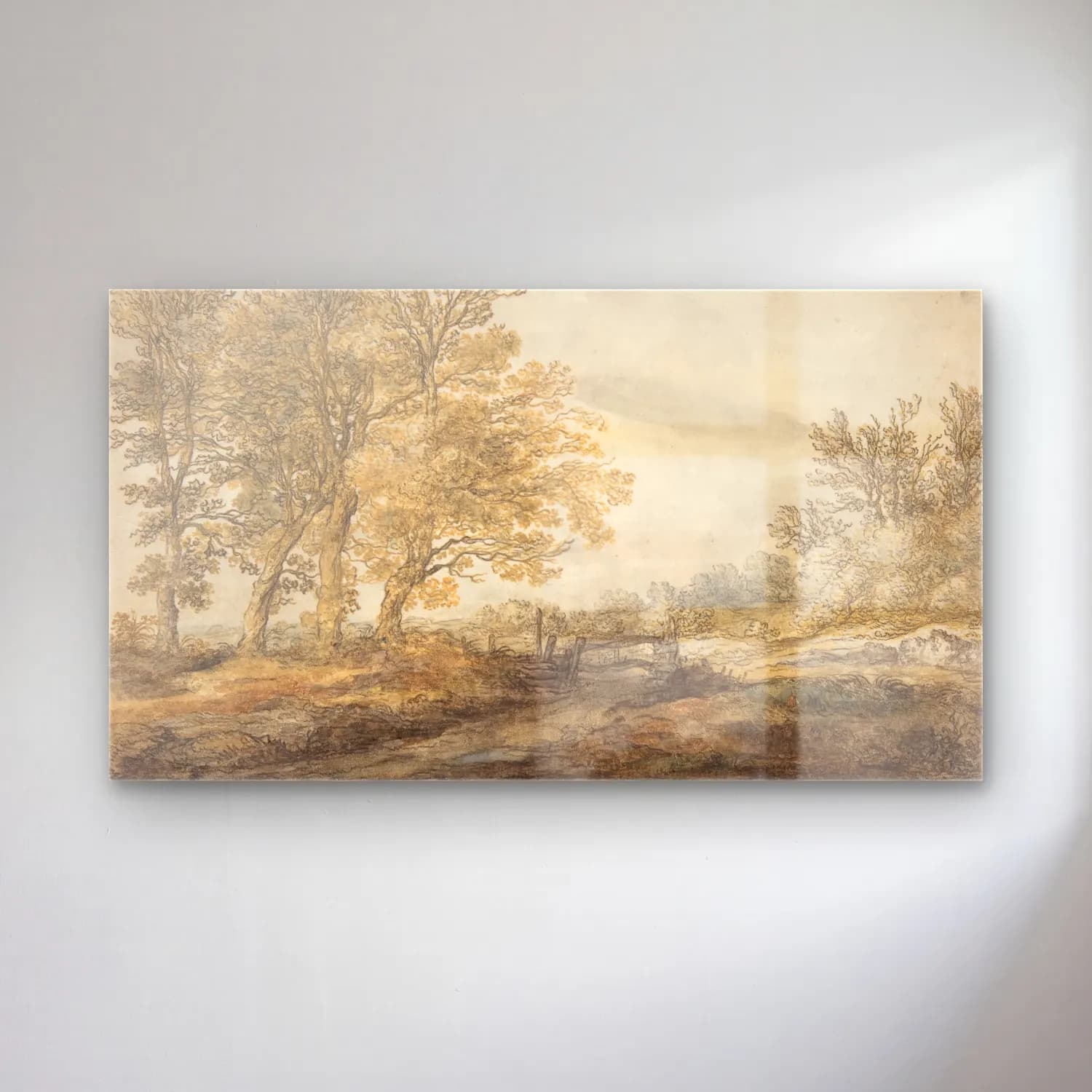 Aelbert Cuyp – Landscape with Trees cam tablo — Aelbert Cuyp – Landscape with Trees — suluboya kırda nehir