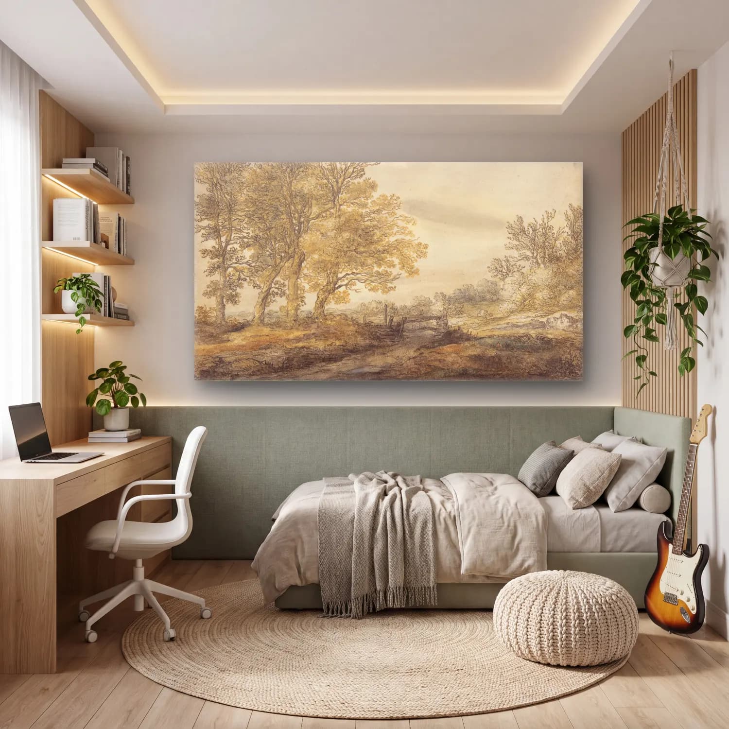 Aelbert Cuyp – Landscape with Trees cam tablo — genç odasında