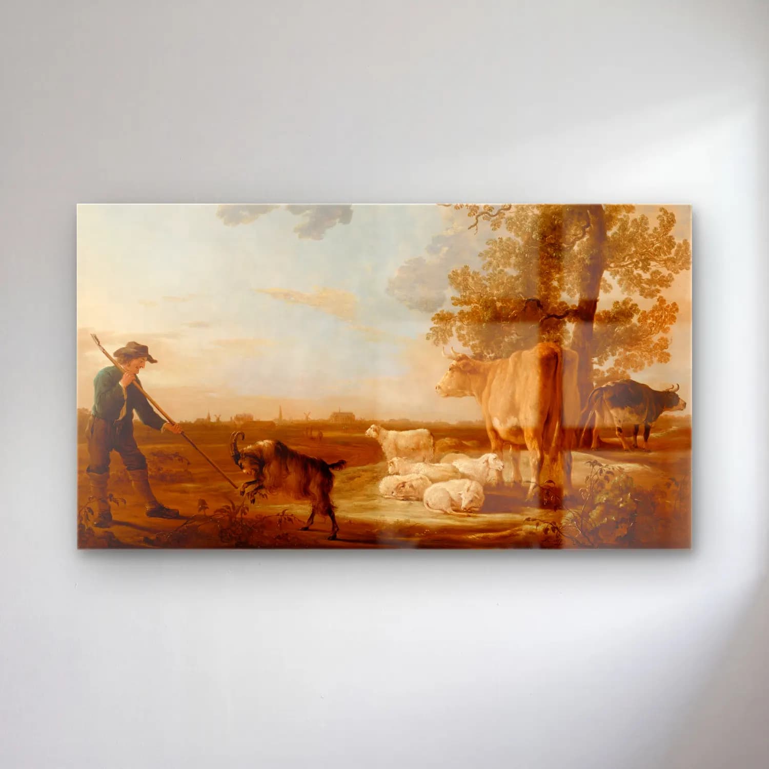 Aelbert Cuyp – Landscape with cattle cam tablo — Aelbert Cuyp – Landscape with cattle — yağlı boya i̇nek
