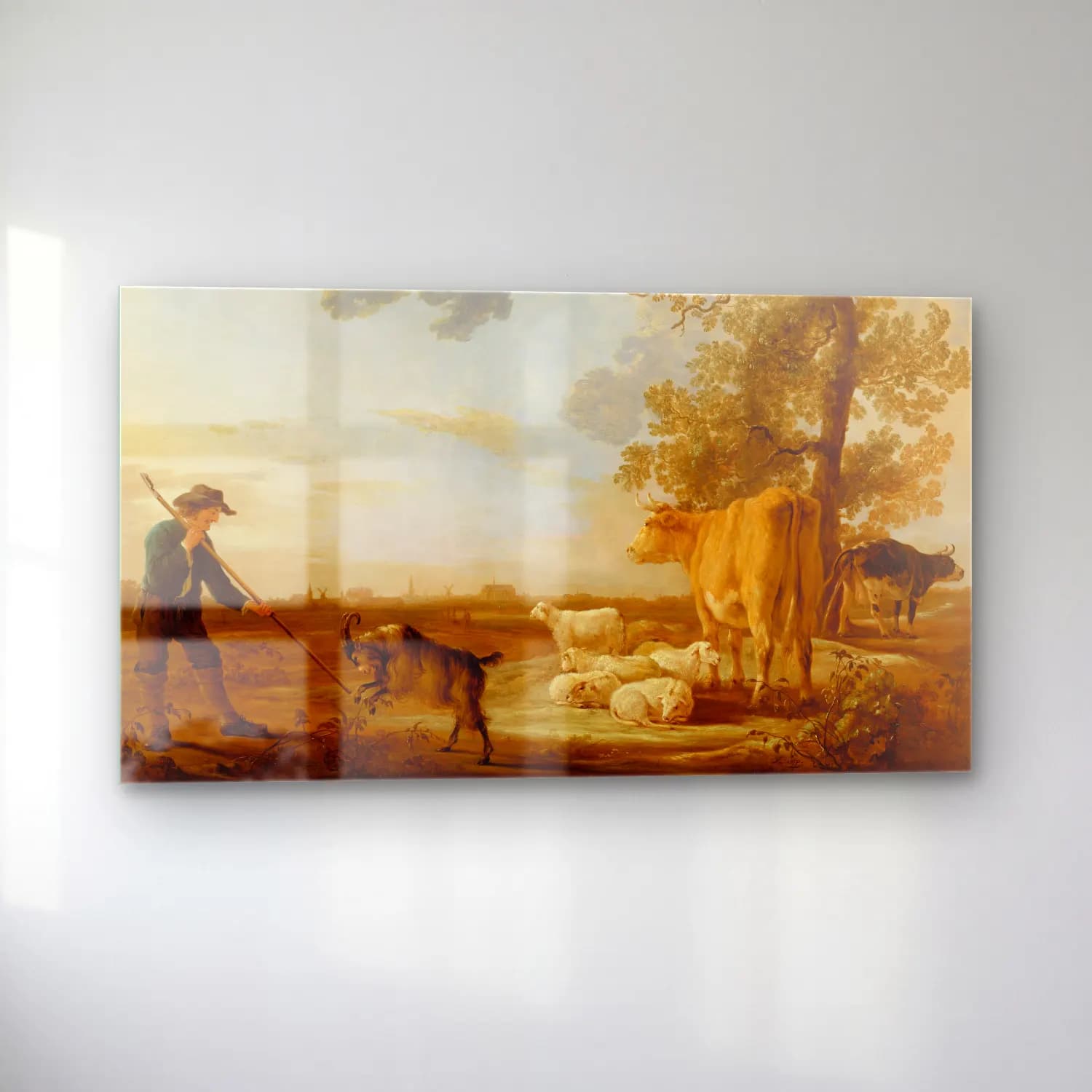 Aelbert Cuyp – Landscape with cattle cam tablo — sol açıdan görünüm