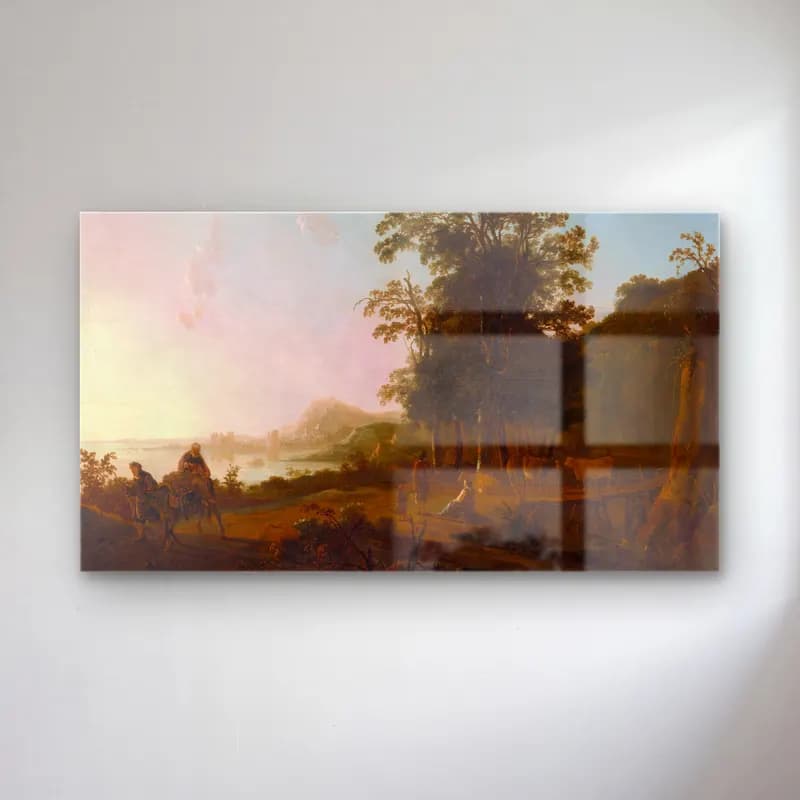 Aelbert Cuyp – Landscape with the Flight into Egypt (ca. 1650) cam tablo — Aelbert Cuyp – Landscape with the Flight into Egypt (ca. 1650) — yağlı boya kırda nehir