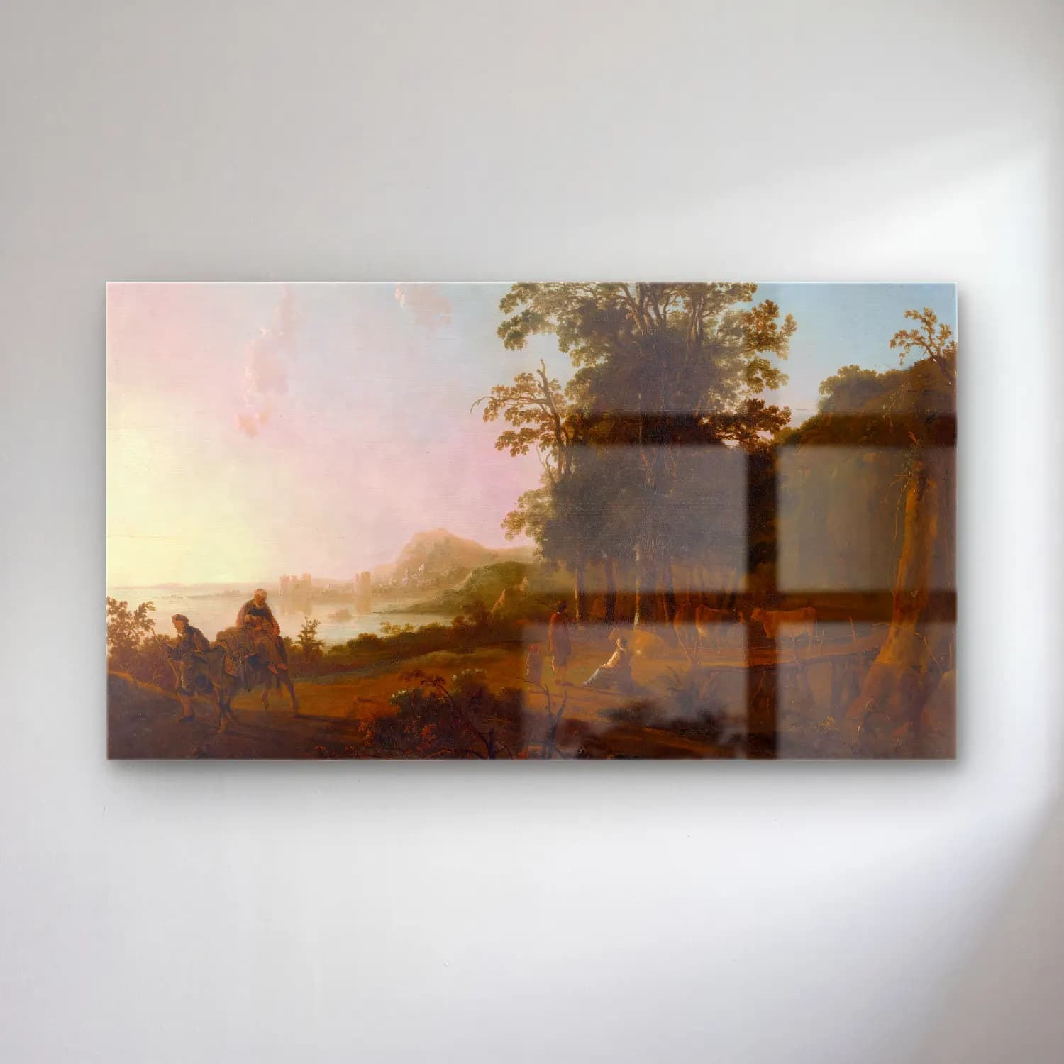Aelbert Cuyp – Landscape with the Flight into Egypt (ca. 1650) cam tablo — Aelbert Cuyp – Landscape with the Flight into Egypt (ca. 1650) — yağlı boya kırda nehir