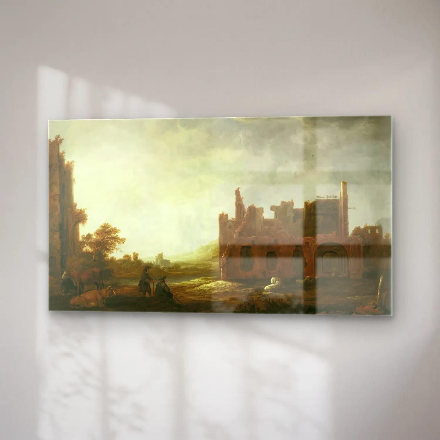 Aelbert Cuyp – Landscape with the Ruins of Rijnsburg Abbey (ca. 1645) cam tablo — sağ açıdan görünüm