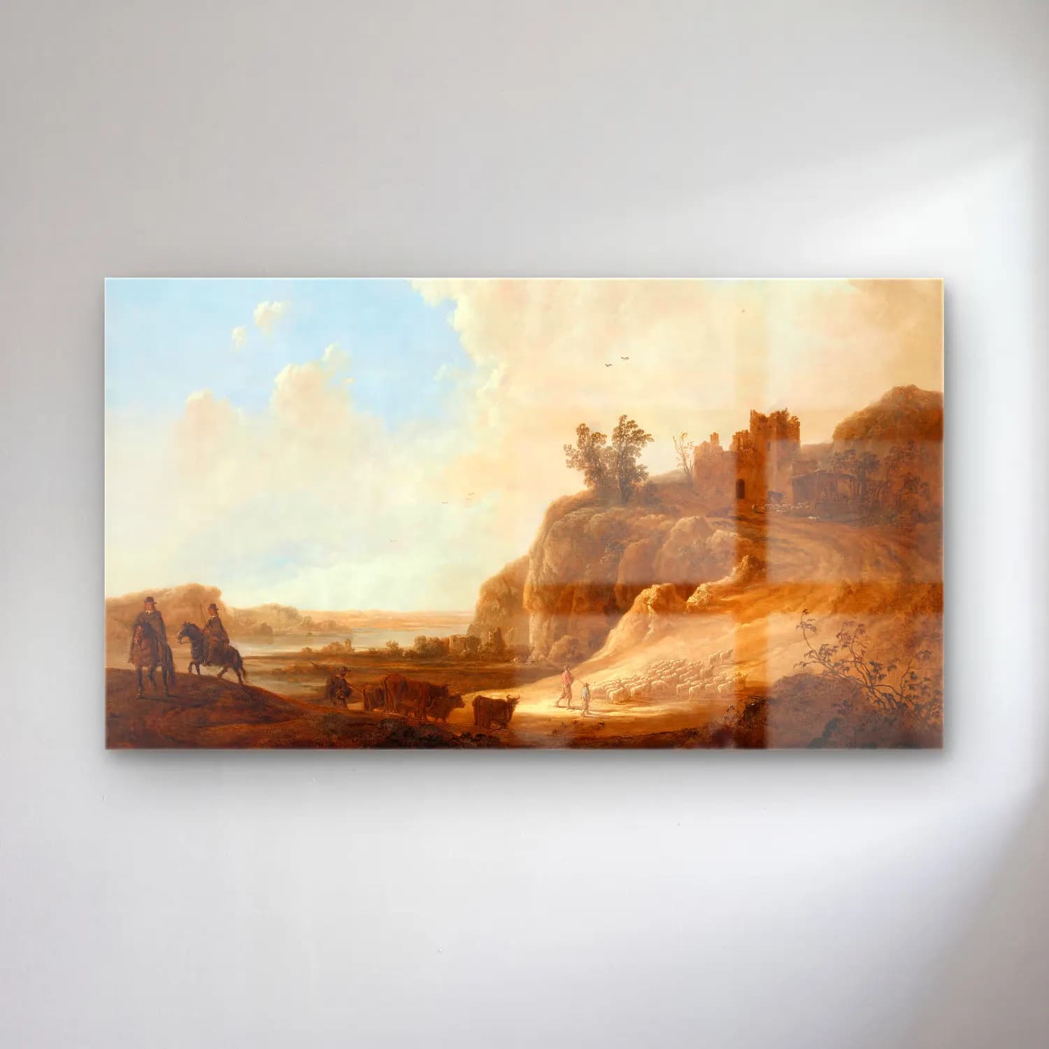 Aelbert Cuyp – Mountainous Landscape with the Ruins of a Castle cam tablo — Aelbert Cuyp – Mountainous Landscape with the Ruins of a Castle — yağlı boya antik kalıntılar