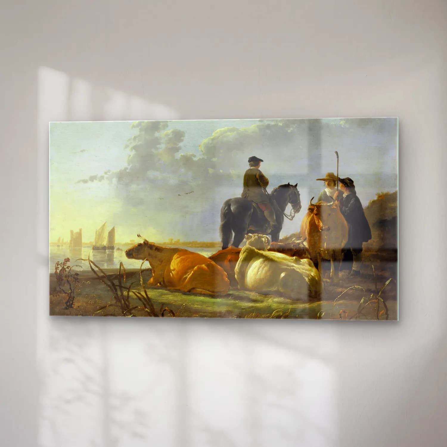 Aelbert Cuyp – Peasants and Cattle by the River Merwede cam tablo — sağ açıdan görünüm